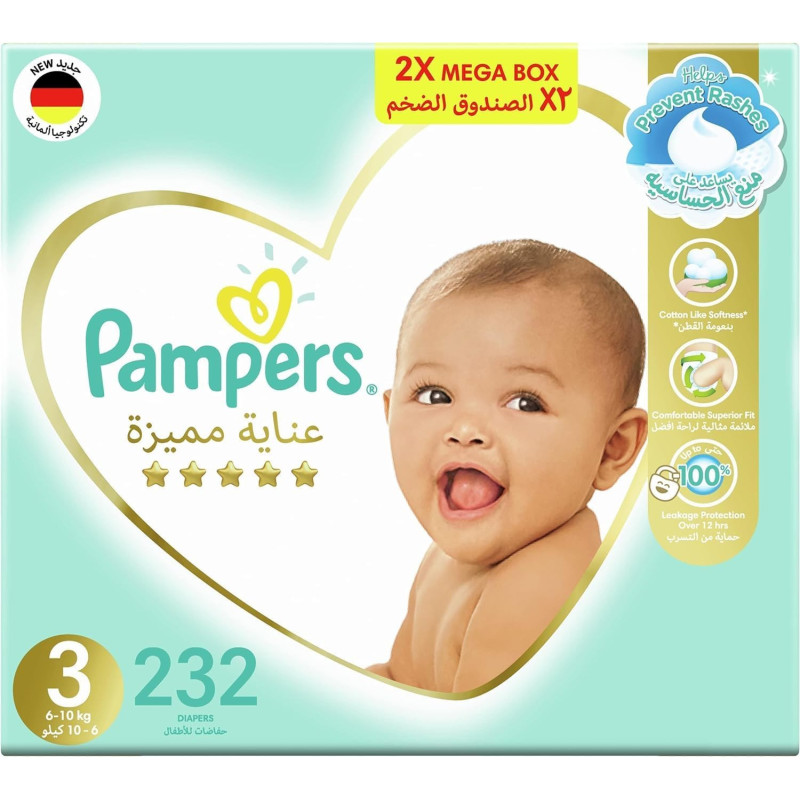 Pampers Premium Care Taped Baby Diapers, Size 3, 6-10 KG, 232 Count
