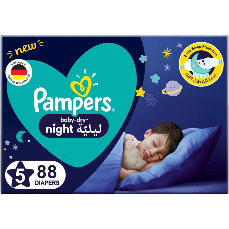Pampers Baby Dry Night Diapers, Size 5, Junior, 12-17 KG, 88 Count