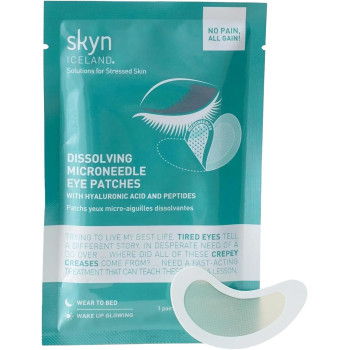 skyn ICELAND Dissolving Microneedle Eye Patches with Hyaluronic Acid & Peptides, 1 Pair (Pack of 1)