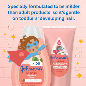 Johnson's Curl-Defining, Frizz Control, Tear-Free Kid's Shampoo with Shea Butter, 13.6 Fl Oz
