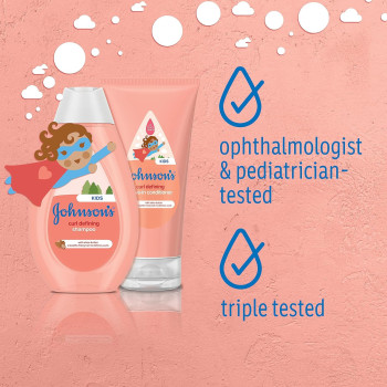 Johnson's Curl-Defining, Frizz Control, Tear-Free Kid's Shampoo with Shea Butter, 13.6 Fl Oz