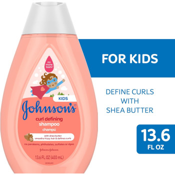 Johnson's Curl-Defining, Frizz Control, Tear-Free Kid's Shampoo with Shea Butter, 13.6 Fl Oz