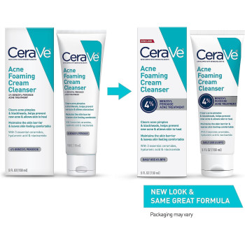 CeraVe Acne Foaming Cream Cleanser, 5 Fl Oz (Pack of 1)