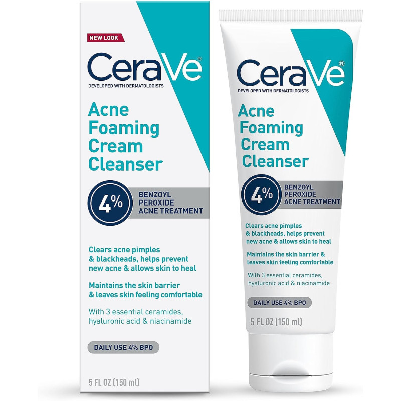CeraVe Acne Foaming Cream Cleanser, 5 Fl Oz (Pack of 1)