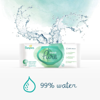 Pampers Aqua Pure Baby Wipes Made With 99 Percentage Water, 144 Wipe Count