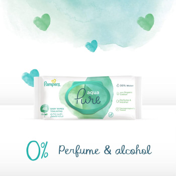 Pampers Aqua Pure Baby Wipes Made With 99 Percentage Water, 144 Wipe Count