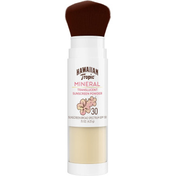 Hawaiian Tropic Mineral Powder Brush, SPF 30, Sun, 0.15 Oz (Pack of 1)