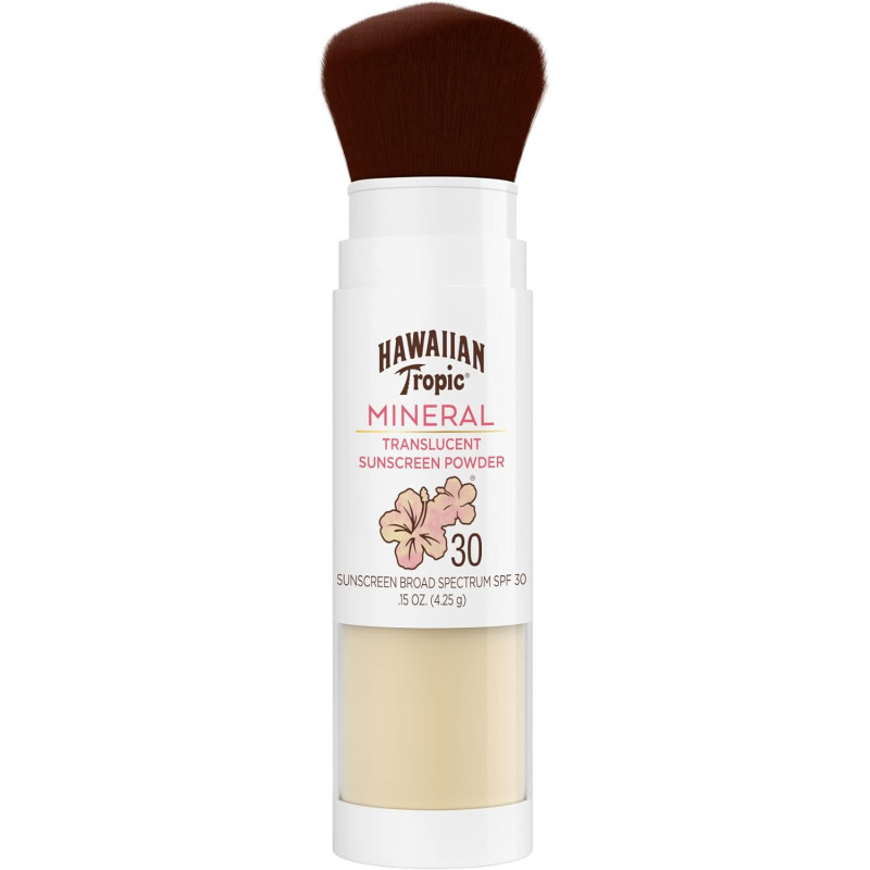 Hawaiian Tropic Mineral Powder Brush, SPF 30, Sun, 0.15 Oz (Pack of 1)