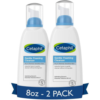 Cetaphil Oil Free Gentle Foaming Cleanser For Dry to Normal, Sensitive Skin, 8 Oz (Pack of 2)