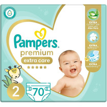 Pampers Premium Extra Care Diapers, Size 2, 3-8 KG, with Lotion with Aloe Vera, 70 Baby Diapers