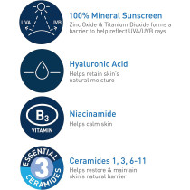 CeraVe 100 Percentage Mineral Sunscreen SPF 50, Face Sunscreen with Zinc Oxide & Titanium Dioxide for Sensitive Skin, 2.5 Oz, 1 Pack