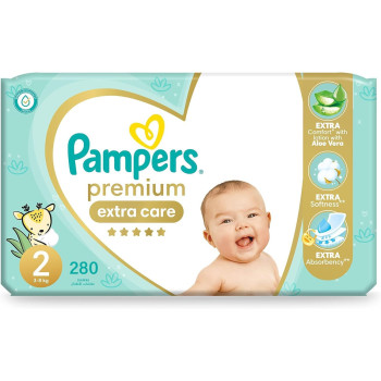 Pampers Premium Extra Care Diapers, Size 2, Mini 3-8 KG, 280 Baby Diapers