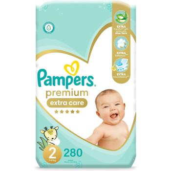 Pampers Premium Extra Care Diapers, Size 2, Mini 3-8 KG, 280 Baby Diapers