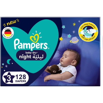 Pampers Baby Dry Night Diapers, Size 3, Midi, 7-11 KG, 128 Count