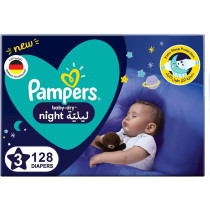Pampers Baby Dry Night Diapers, Size 3, Midi, 7-11 KG, 128 Count