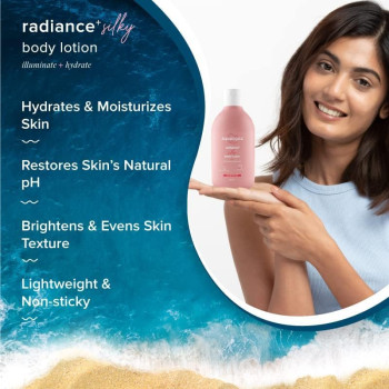 Aqualogica Radiance+ Silky Body Lotion for Men & Women With Watermelon & Niacinamide - For Dehydrated & Dry Skin, 300 ML