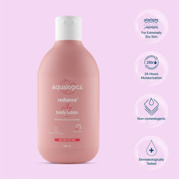 Aqualogica Radiance+ Silky Body Lotion for Men & Women With Watermelon & Niacinamide - For Dehydrated & Dry Skin, 300 ML