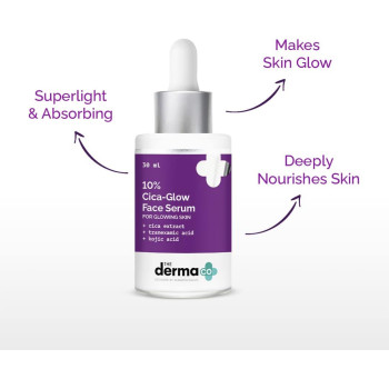The Derma Co 10 Percentage Cica Glow Face Serum with Tranexamic Acid & Kojic Acid for Glowing Skin, 30 ML