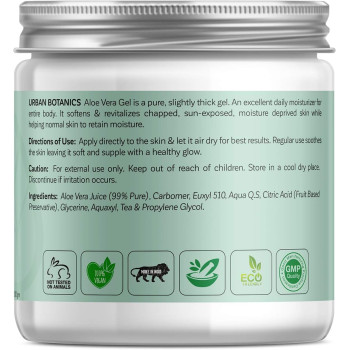 UrbanBotanics Urbanbotanics Pure Aloe Vera Skin/Hair Gel With Vitamin E & Natural Emollients (Paraben Free), 200G