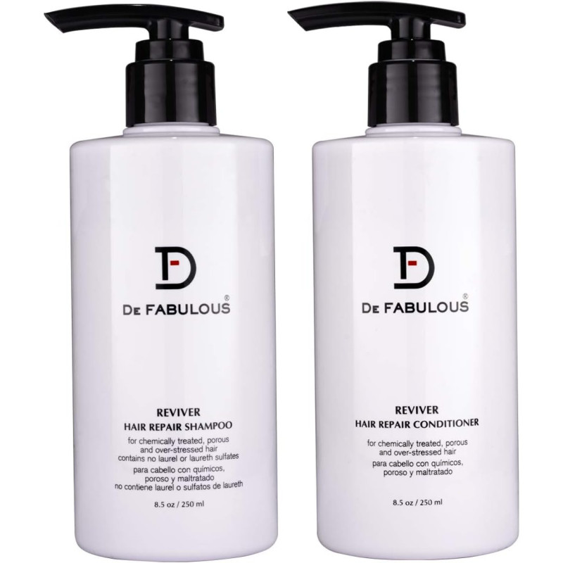 De Fabulous Shampoo and Conditioner Reviver Set Sulfate Free for Keratin Treatment, 8 Oz