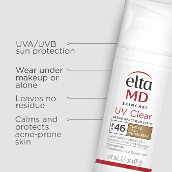 ELTA MD UV Clear Facial Sunscreen SPF 46, Tinted For Unisex 1.7 Oz Sunscreen