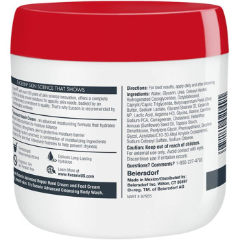 Eucerin Advanced Repair Cream, Body Moisturizer for Very Dry Skin, Body Cream with Ceramide 3 & Natural Moisturizing Factors, Fragrance Free, 16 Oz Jar