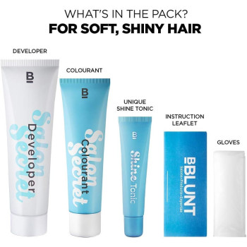 BBlunt Secret High Shine Creme Hair Colour, Honey Light Golden Brown 5.32, 100 G With Shine Tonic, 8 ML