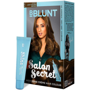 BBlunt Secret High Shine Creme Hair Colour, Honey Light Golden Brown 5.32, 100 G With Shine Tonic, 8 ML