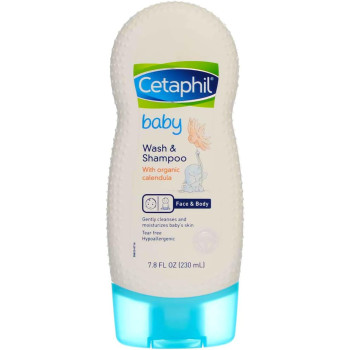 Cetaphil Baby Wash and Shampoo with Organic Calendula, 7.8 Oz (Pack of 2)