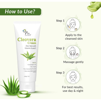FIXDERMA Cleovera cream, Skin moisturizer with Aloe vera, reduces inflammation & redness, soothing & hydrating cream, 60 G