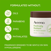 Aveeno Positively Radiant Daily Gel Facial Moisturizer with Hyaluronic Acid & Tone-Correcting Soy, Hydrating & Brightening Gel, 1.7 Oz