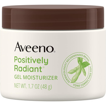 Aveeno Positively Radiant Daily Gel Facial Moisturizer with Hyaluronic Acid & Tone-Correcting Soy, Hydrating & Brightening Gel, 1.7 Oz
