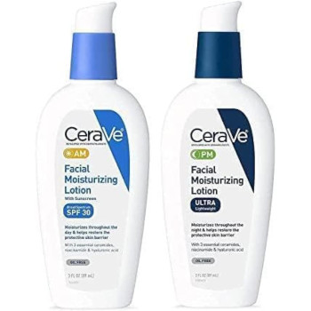 CeraVe Facial Moisturizing Lotion, 3 Oz, AM/PM Bundle