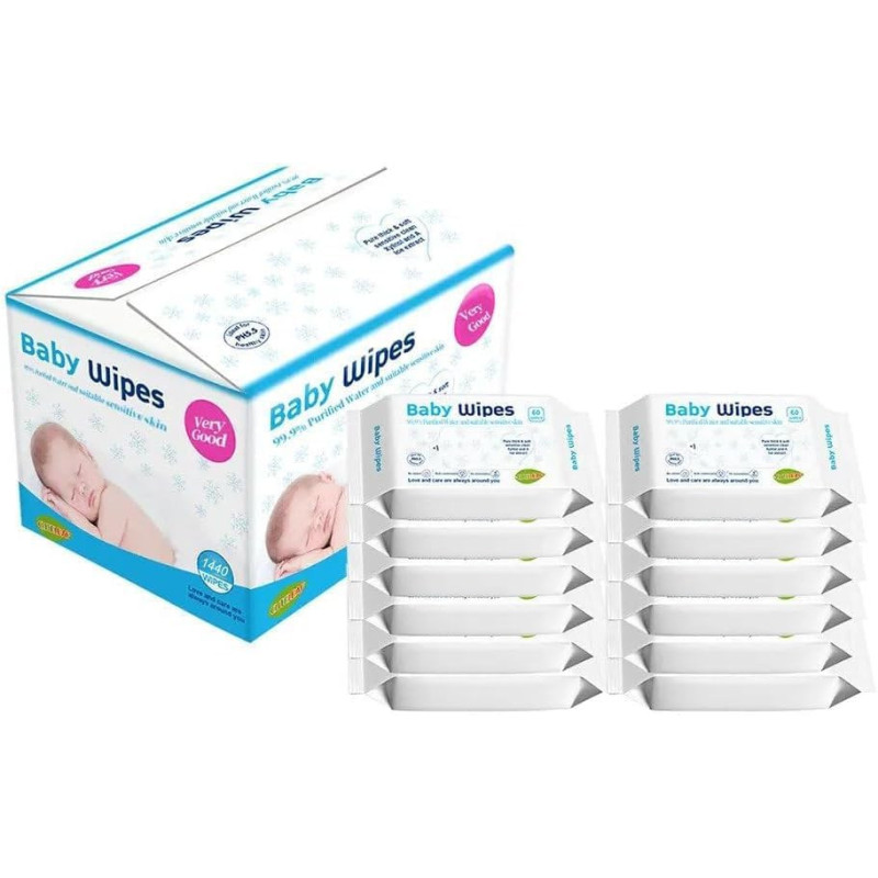 Wetwipes Baby Wipes Megavalue Twin-Pack 24x60s - Ultra Gentle on Sensitive Skin