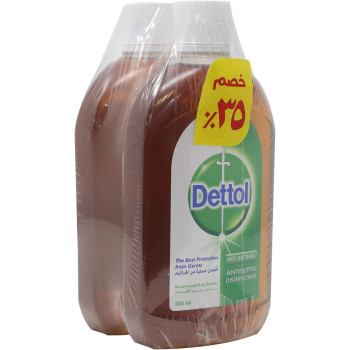 Dettol Antiseptic Liquid, 500 ML (Set of 2)