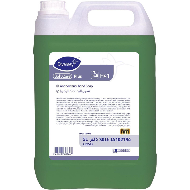 Diversey Soft Care Plus H41 Antibacterial Hand Soap, 5L