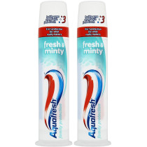 Aquafresh Fresh & Minty Whitening Pump Action 3 in 1 Formula Toothpaste, 100 ML, 3.38 Fl Oz (Pack of 2)
