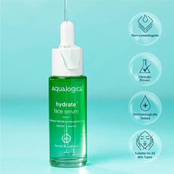Aqualogica Hydrate+ Face Serum for Dewy & Plump Skin with Coconut Water & Hyaluronic Acid, 30 ML