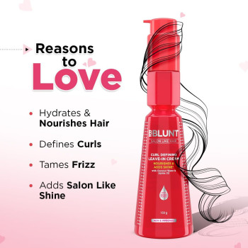 BBLUNT Curl Defining Leave-In Cream For Curly Hair With Shine Tonic, 150 G