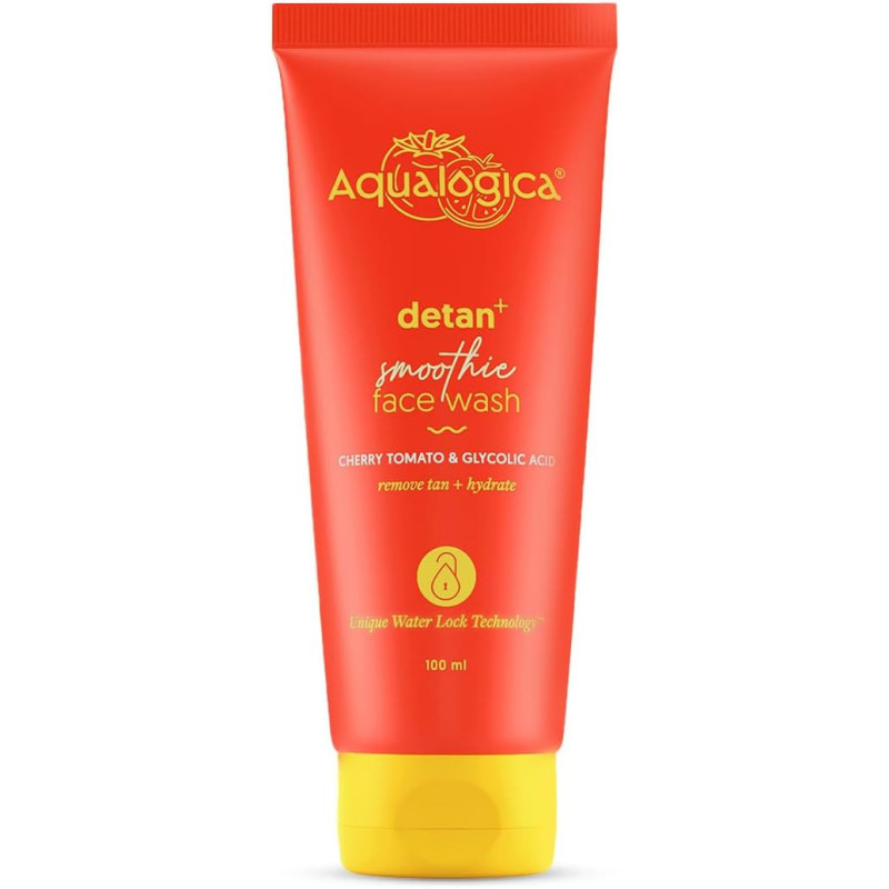 Aqualogica Detan+ Smoothie Face Wash with Glycolic Acid & Cherry Tomato for Men & Women, 100 ML