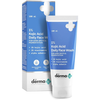 The Derma Co 1 Percent Kojic Acid Face Wash with Niacinamide & Alpha Arbutin For Dark Spots & Pigmentation, 100 ML, Transparent
