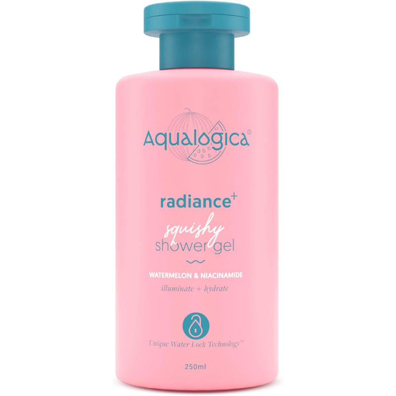 Aqualogica Body Wash Radiance+ Squishy Shower Gel with Watermelon & Niacinamide for Deeply Cleansed for Women & Men, 250 ML