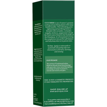 Biotique Bio Cucumber Pore Tightening Toner with Himalayan Waters for Normal to Oily skin, 120 ML (4.06 Fl Oz)