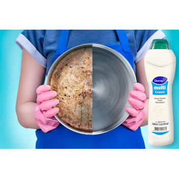 Diversey Multi Cream, Non Abrasive Stain Removal for Washroom, Sink, Tub, Tiles and Stainless Steel Surfaces, Lemon Fragrance, 500 ML