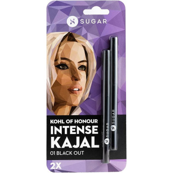 SUGAR Cosmetics Kohl Of Honour Intense Kajal, 01 Black Out (Duo)
