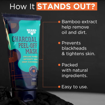 BEARDHOOD Activated Charcoal Peel Off Mask, 100 G (Peel Off Mask)