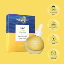 Aqualogica Glow+ Juicy Dew Drops Liquid Highlighter for Instant Glow & Shimmer With Illuminating Papaya & Vitamin C, Dewy Makeup Look, 30 ML