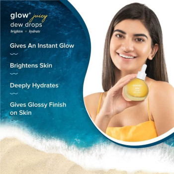 Aqualogica Glow+ Juicy Dew Drops Liquid Highlighter for Instant Glow & Shimmer With Illuminating Papaya & Vitamin C, Dewy Makeup Look, 30 ML