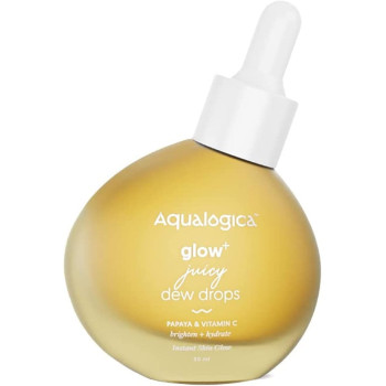 Aqualogica Glow+ Juicy Dew Drops Liquid Highlighter for Instant Glow & Shimmer With Illuminating Papaya & Vitamin C, Dewy Makeup Look, 30 ML