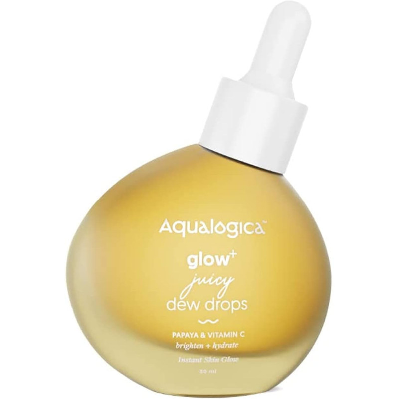 Aqualogica Glow+ Juicy Dew Drops Liquid Highlighter for Instant Glow & Shimmer With Illuminating Papaya & Vitamin C, Dewy Makeup Look, 30 ML
